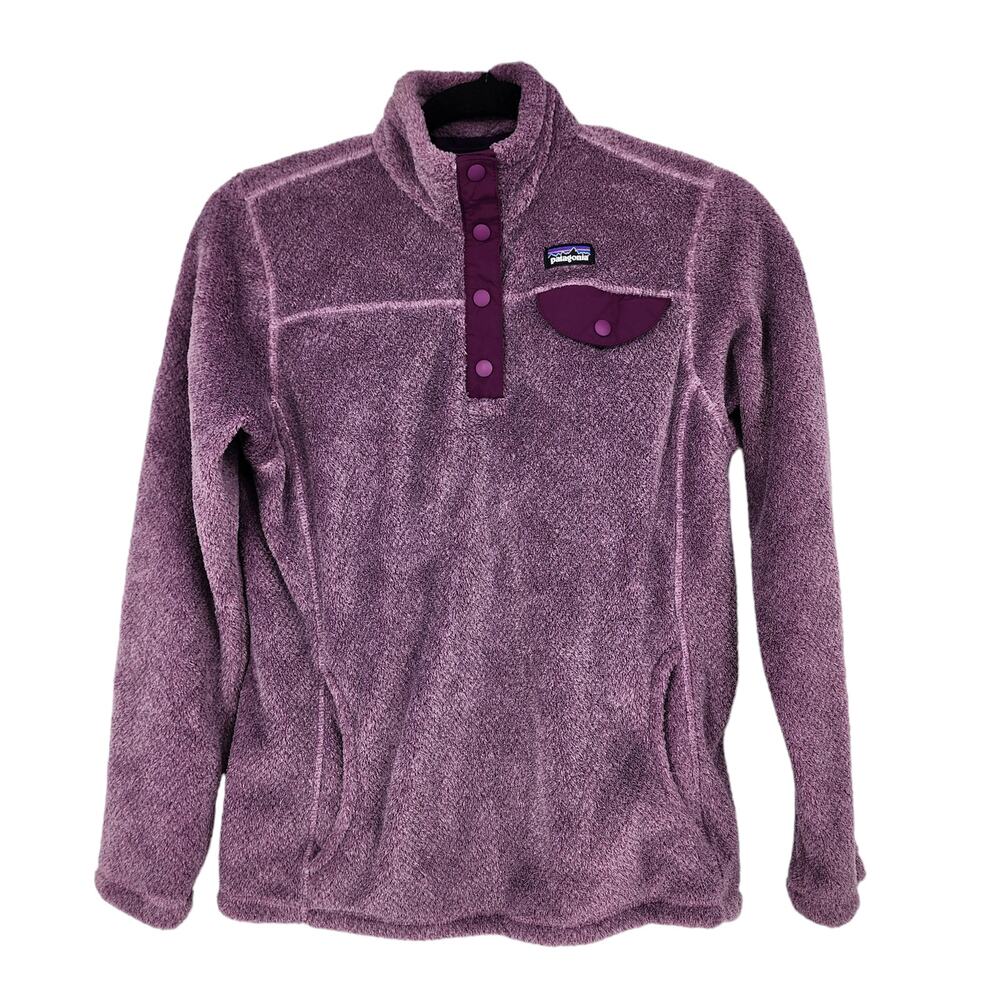 Patagonia Kids Re-Tool Purple Half Snap Pullover Sweater Size XL
